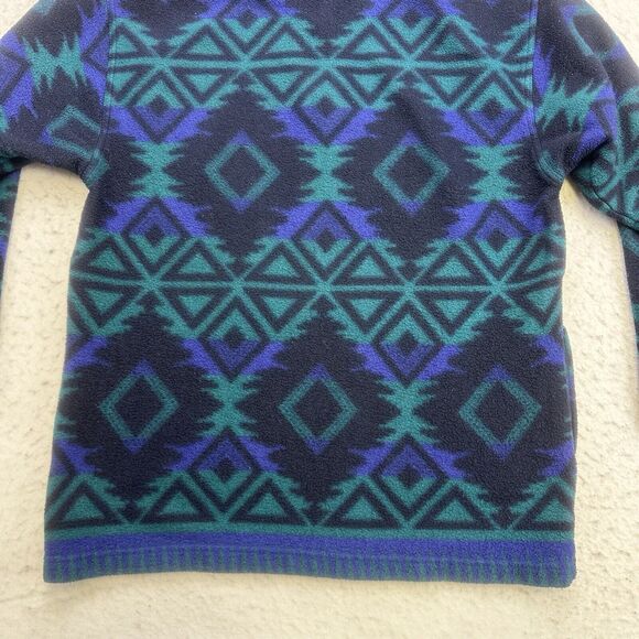 Vintage EVR Sweater Womens Large L Green Blue Fleece Geometric Southwestern - Picture 12 of 12